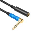 6.35mm 1/4 TRS Male Stereo Elbow to Female Electric Guitar Audio Cable, Length:1m(Black Blue) - 1