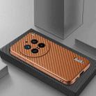 For vivo X200 Pro AZNS Electroplated Edge Carbon Fiber Texture Phone Case(Brown) - 2
