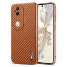 For vivo S20 AZNS Electroplated Edge Carbon Fiber Texture Phone Case(Brown) - 1