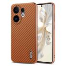 For vivo S30 AZNS Electroplated Edge Carbon Fiber Texture Phone Case(Brown) - 1