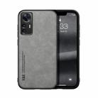 For Xiaomi 12T Pro Skin Feel Magnetic Leather Back Phone Case(Light Grey) - 1