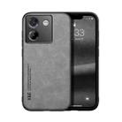 For Xiaomi Poco M7 Pro 5G Skin Feel Magnetic Leather Back Phone Case(Light Grey) - 1