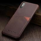 For iPhone X / XS QIALINO Shockproof Cowhide Leather Protective Case with Card Slot(Dark Brown) - 2