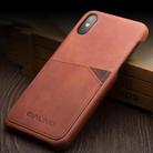 For iPhone X / XS QIALINO Shockproof Cowhide Leather Protective Case with Card Slot(Light Brown) - 2