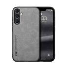 For Samsung Galaxy S24 FE 5G Skin Feel Magnetic Leather Back Phone Case(Light Grey) - 1