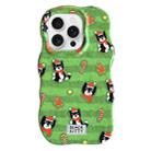 For iPhone 16 Pro Max Christmas Black Cat 2 in 1 TPU Phone Case(Green) - 1