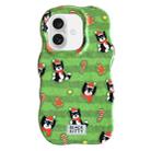 For iPhone 16 Christmas Black Cat 2 in 1 TPU Phone Case(Green) - 1