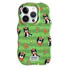 For iPhone 15 Pro Max Christmas Black Cat 2 in 1 TPU Phone Case(Green) - 1