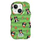 For iPhone 15 Christmas Black Cat 2 in 1 TPU Phone Case(Green) - 1