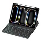 For iPad Pro 11 2024 YL13 360 Rotation Acrylic Transparent Round Keycap Bluetooth Keyboard Leather Case(Black) - 1