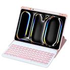 For iPad Pro 11 2024 YL13 360 Rotation Acrylic Transparent Round Keycap Bluetooth Keyboard Leather Case(Pink) - 1