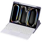 For iPad Pro 11 2024 YL13-A 360 Rotation Acrylic Transparent Round Keycap Bluetooth Keyboard Leather Case With Touch Control(Purple) - 1