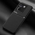 For Xiaomi Poco M7 Pro 5G Classic Tilt Strip Grain Magnetic PC Hybrid TPU Phone Case(Black) - 1