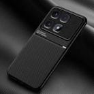 For Redmi K70 Ultra Classic Tilt Strip Grain Magnetic PC Hybrid TPU Phone Case(Black) - 1