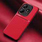 For Redmi Note 14 5G Classic Tilt Strip Grain Magnetic PC Hybrid TPU Phone Case(Red) - 1