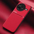 For Redmi K80 Pro Classic Tilt Strip Grain Magnetic PC Hybrid TPU Phone Case(Red) - 1