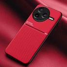 For Redmi K80 Classic Tilt Strip Grain Magnetic PC Hybrid TPU Phone Case(Red) - 1