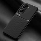 For Redmi Turbo 4 Classic Tilt Strip Grain Magnetic PC Hybrid TPU Phone Case(Black) - 1