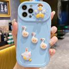 For iPhone 12 Pro Max Creative 3D Duck Design Sliding Window Full Coverage Phone Case(Blue) - 1