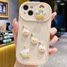 For iPhone 13 Creative 3D Duck Design Sliding Window Full Coverage Phone Case(Beige) - 1