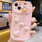 For iPhone 14 Plus Creative 3D Duck Design Sliding Window Full Coverage Phone Case(Pink) - 1