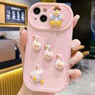 For iPhone 15 Creative 3D Duck Design Sliding Window Full Coverage Phone Case(Pink) - 1