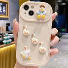 For iPhone 15 Plus Creative 3D Duck Design Sliding Window Full Coverage Phone Case(Beige) - 1