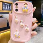 For iPhone X / XS Creative 3D Duck Design Sliding Window Full Coverage Phone Case(Pink) - 1