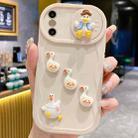 For iPhone X / XS Creative 3D Duck Design Sliding Window Full Coverage Phone Case(Beige) - 1