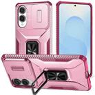For Samsung Galaxy S25 Edge 5G Sliding Camshield Holder Phone Case(Pink + Rose Red) - 1