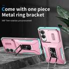 For Samsung Galaxy S25 Edge 5G Sliding Camshield Holder Phone Case(Grey Green + Pink) - 2
