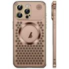 For iPhone 16 Pro Max Spring Buckle MagSafe Magnetic Metal Aromatherapy Phone Case(Gold) - 1