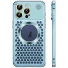 For iPhone 16 Pro Spring Buckle MagSafe Magnetic Metal Aromatherapy Phone Case(Blue) - 1