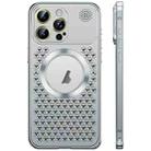 For iPhone 16 Pro Spring Buckle MagSafe Magnetic Metal Aromatherapy Phone Case(Silver) - 1