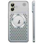 For iPhone 16 Spring Buckle MagSafe Magnetic Metal Aromatherapy Phone Case(Silver) - 1