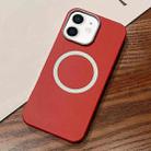 For iPhone 11 Leather Texture Design MagSafe Full Coverage Phone Case(Red) - 1