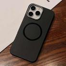 For iPhone 11 Pro Max Leather Texture Design MagSafe Full Coverage Phone Case(Black) - 1