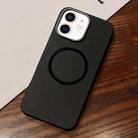 For iPhone 12 Leather Texture Design MagSafe Full Coverage Phone Case(Black) - 1