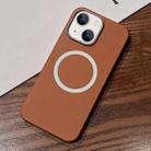 For iPhone 13 Leather Texture Design MagSafe Full Coverage Phone Case(Brown) - 1