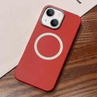 For iPhone 13 Leather Texture Design MagSafe Full Coverage Phone Case(Red) - 1