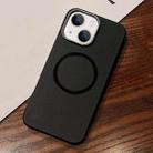 For iPhone 14 Leather Texture Design MagSafe Full Coverage Phone Case(Black) - 1