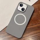 For iPhone 14 Leather Texture Design MagSafe Full Coverage Phone Case(Grey) - 1