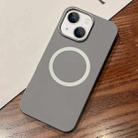 For iPhone 14 Plus Leather Texture Design MagSafe Full Coverage Phone Case(Grey) - 1