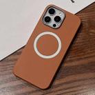 For iPhone 15 Pro Leather Texture Design MagSafe Full Coverage Phone Case(Brown) - 1