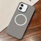 For iPhone 16 Leather Texture Design MagSafe Full Coverage Phone Case(Grey) - 1