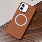 For iPhone 16 Leather Texture Design MagSafe Full Coverage Phone Case(Brown) - 1