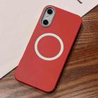 For iPhone X / XS Leather Texture Design MagSafe Full Coverage Phone Case(Red) - 1