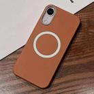 For iPhone XR Leather Texture Design MagSafe Full Coverage Phone Case(Brown) - 1