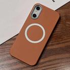 For iPhone XS Max Leather Texture Design MagSafe Full Coverage Phone Case(Brown) - 1