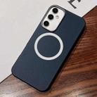 For Samsung Galaxy S24 FE 5G Leather Texture Design MagSafe Full Coverage Phone Case(Blue) - 1